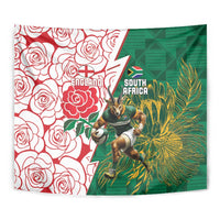 South Africa and England Rugby Tapestry Springboks Mascot With Red Rose