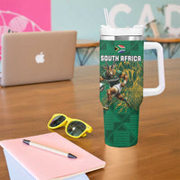 South Africa and England Rugby Tumbler With Handle Springboks Mascot With Red Rose