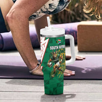 South Africa and England Rugby Tumbler With Handle Springboks Mascot With Red Rose