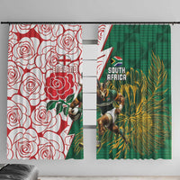 South Africa and England Rugby Window Curtain Springboks Mascot With Red Rose