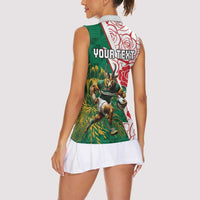 Personalized South Africa and England Rugby Women Sleeveless Polo Shirt Springboks Mascot With Red Rose