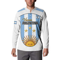 Custom Argentina Football Button Sweatshirt Vamos Vamos Argentina