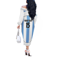 Custom Argentina Football Off The Shoulder Long Sleeve Dress Vamos Vamos Argentina