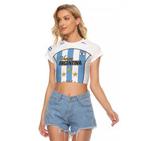 Custom Argentina Football Raglan Cropped T Shirt Vamos Vamos Argentina