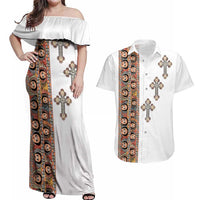 Ethiopia Angels Tilet Couples Matching Off Shoulder Maxi Dress and Hawaiian Shirt Ethiopian Cross