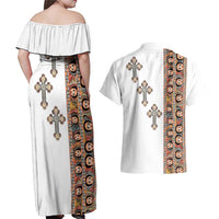 Ethiopia Angels Tilet Couples Matching Off Shoulder Maxi Dress and Hawaiian Shirt Ethiopian Cross