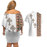 Ethiopia Angels Tilet Couples Matching Off Shoulder Short Dress and Hawaiian Shirt Ethiopian Cross