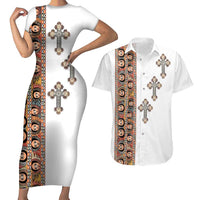 Ethiopia Angels Tilet Couples Matching Short Sleeve Bodycon Dress and Hawaiian Shirt Ethiopian Cross