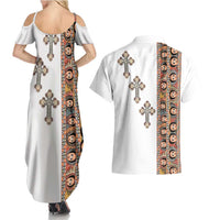 Ethiopia Angels Tilet Couples Matching Summer Maxi Dress and Hawaiian Shirt Ethiopian Cross