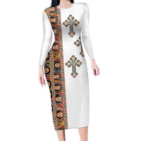 Ethiopia Angels Tilet Family Matching Long Sleeve Bodycon Dress and Hawaiian Shirt Ethiopian Cross