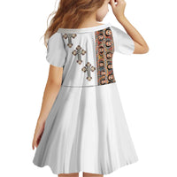 Ethiopia Angels Tilet Family Matching Off The Shoulder Long Sleeve Dress and Hawaiian Shirt Ethiopian Cross