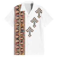 Ethiopia Angels Tilet Family Matching Off The Shoulder Long Sleeve Dress and Hawaiian Shirt Ethiopian Cross