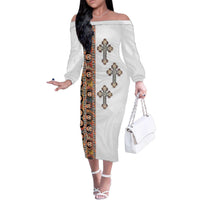 Ethiopia Angels Tilet Family Matching Off The Shoulder Long Sleeve Dress and Hawaiian Shirt Ethiopian Cross