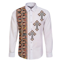 Ethiopia Angels Tilet Family Matching Puletasi and Hawaiian Shirt Ethiopian Cross
