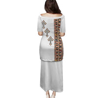 Ethiopia Angels Tilet Family Matching Puletasi and Hawaiian Shirt Ethiopian Cross