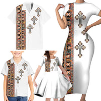 Ethiopia Angels Tilet Family Matching Short Sleeve Bodycon Dress and Hawaiian Shirt Ethiopian Cross