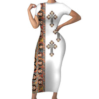 Ethiopia Angels Tilet Family Matching Short Sleeve Bodycon Dress and Hawaiian Shirt Ethiopian Cross