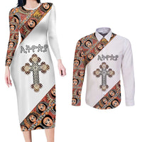 Personalized Ethiopian Orthodox Church Angel Couples Matching Long Sleeve Bodycon Dress and Long Sleeve Button Shirt