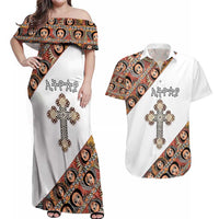 Personalized Ethiopian Orthodox Church Angel Couples Matching Off Shoulder Maxi Dress and Hawaiian Shirt