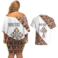 Personalized Ethiopian Orthodox Church Angel Couples Matching Off Shoulder Short Dress and Hawaiian Shirt