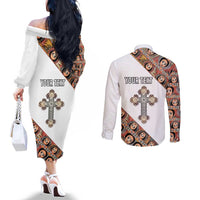 Personalized Ethiopian Orthodox Church Angel Couples Matching Off The Shoulder Long Sleeve Dress and Long Sleeve Button Shirt