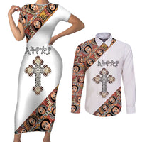 Personalized Ethiopian Orthodox Church Angel Couples Matching Short Sleeve Bodycon Dress and Long Sleeve Button Shirt