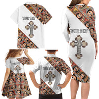 Personalized Ethiopian Orthodox Church Angel Family Matching Long Sleeve Bodycon Dress and Hawaiian Shirt