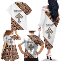 Personalized Ethiopian Orthodox Church Angel Family Matching Off The Shoulder Long Sleeve Dress and Hawaiian Shirt