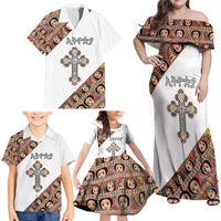 Personalized Ethiopian Orthodox Church Angel Family Matching Off Shoulder Maxi Dress and Hawaiian Shirt