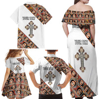Personalized Ethiopian Orthodox Church Angel Family Matching Off Shoulder Maxi Dress and Hawaiian Shirt