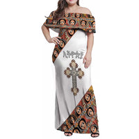 Personalized Ethiopian Orthodox Church Angel Family Matching Off Shoulder Maxi Dress and Hawaiian Shirt
