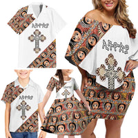 Personalized Ethiopian Orthodox Church Angel Family Matching Off Shoulder Short Dress and Hawaiian Shirt