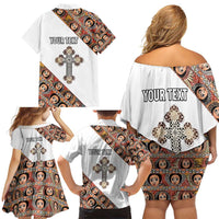 Personalized Ethiopian Orthodox Church Angel Family Matching Off Shoulder Short Dress and Hawaiian Shirt