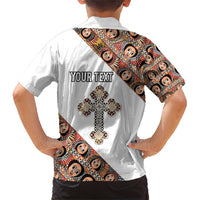 Personalized Ethiopian Orthodox Church Angel Family Matching Short Sleeve Bodycon Dress and Hawaiian Shirt