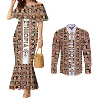 Personalized Ethiopian Tewahedo Angel Orthodox Couples Matching Mermaid Dress and Long Sleeve Button Shirt