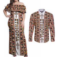 Personalized Ethiopian Tewahedo Angel Orthodox Couples Matching Off Shoulder Maxi Dress and Long Sleeve Button Shirt