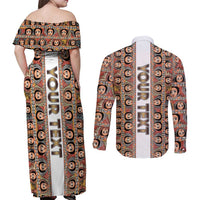 Personalized Ethiopian Tewahedo Angel Orthodox Couples Matching Off Shoulder Maxi Dress and Long Sleeve Button Shirt