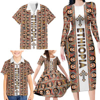 Personalized Ethiopian Tewahedo Angel Orthodox Family Matching Long Sleeve Bodycon Dress and Hawaiian Shirt