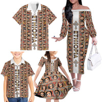 Personalized Ethiopian Tewahedo Angel Orthodox Family Matching Off The Shoulder Long Sleeve Dress and Hawaiian Shirt