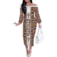 Personalized Ethiopian Tewahedo Angel Orthodox Family Matching Off The Shoulder Long Sleeve Dress and Hawaiian Shirt