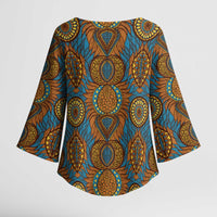 Tribal Earth African Ankara Pattern Kimono Sleeve Blouse