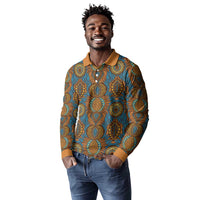 Tribal Earth African Ankara Pattern Long Sleeve Polo Shirt