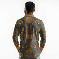 Tribal Earth African Ankara Pattern Long Sleeve Polo Shirt