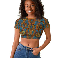 Tribal Earth African Ankara Pattern Raglan Cropped T shirt