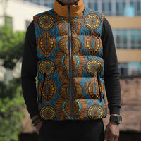 Tribal Earth African Ankara Pattern Sleeveless Puffer Jacket