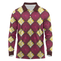 Ruby Gold African Ankara Pattern Long Sleeve Polo Shirt