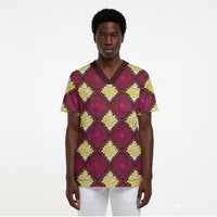 Ruby Gold African Ankara Pattern Scrub Top
