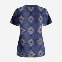 Indigo Diamond African Ankara Pattern Scrub Top