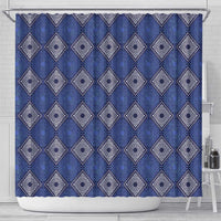 Indigo Diamond African Ankara Pattern Shower Curtain