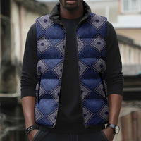 Indigo Diamond African Ankara Pattern Sleeveless Puffer Jacket
